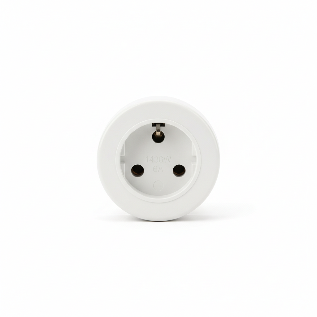 1436W 6A Round Socket White