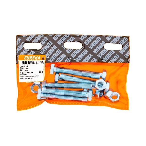 Set SCR & Nut Galv 8x70mm