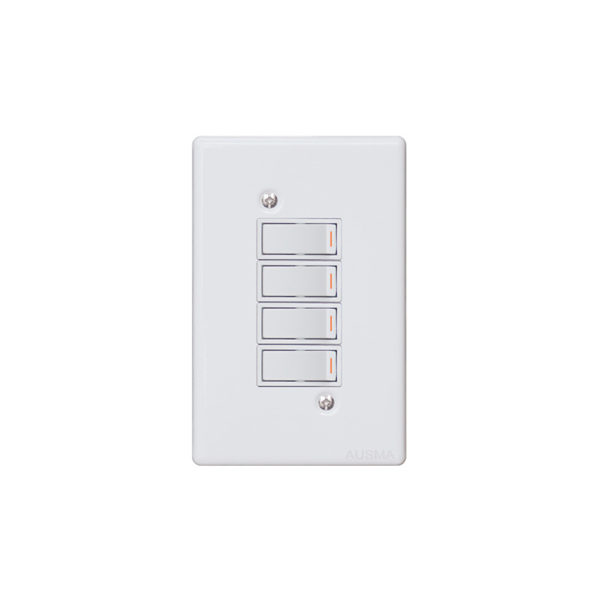 4 Lever Wall Switch WH Steel Cover