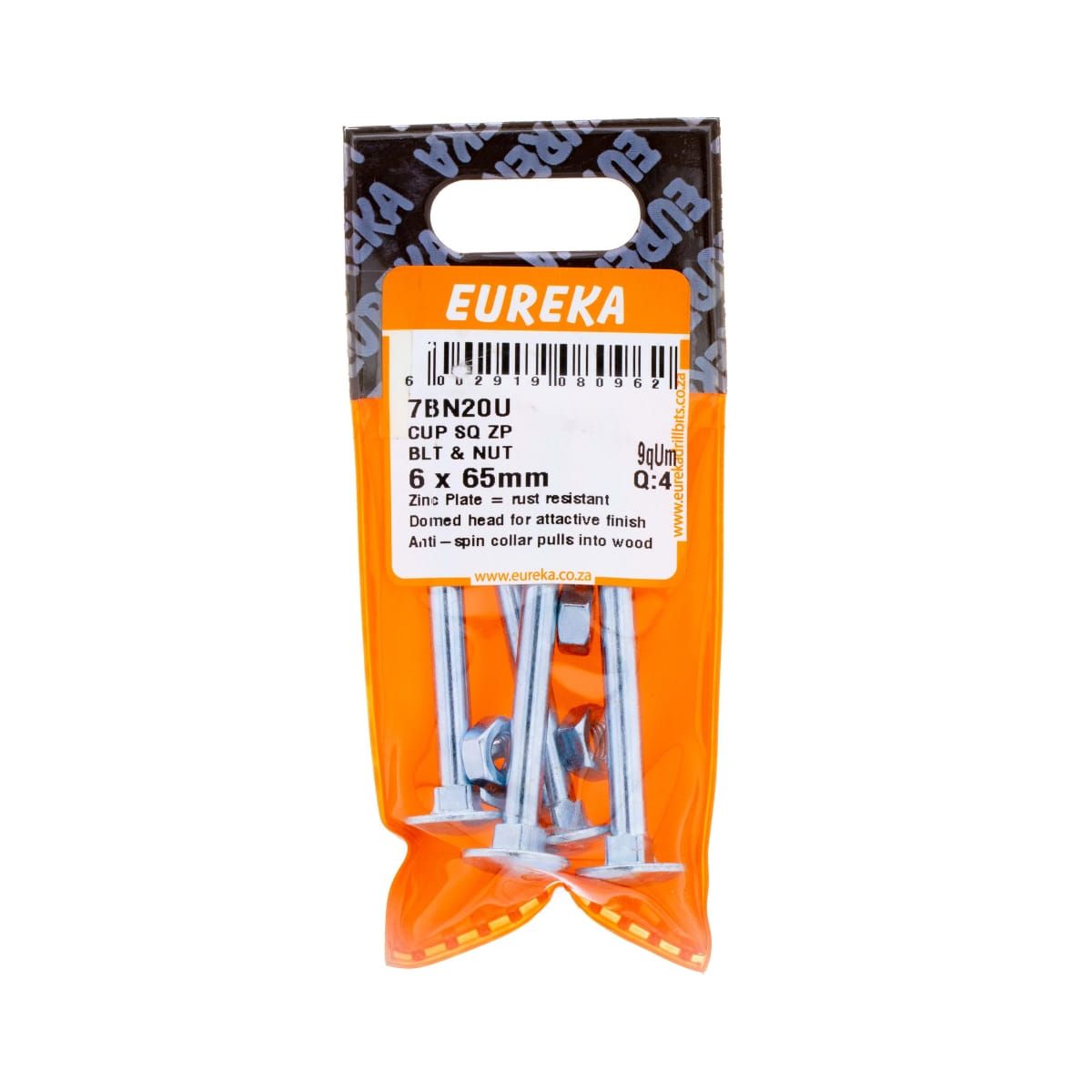 Cup SQ ZP BLT & NUT 6x65mm