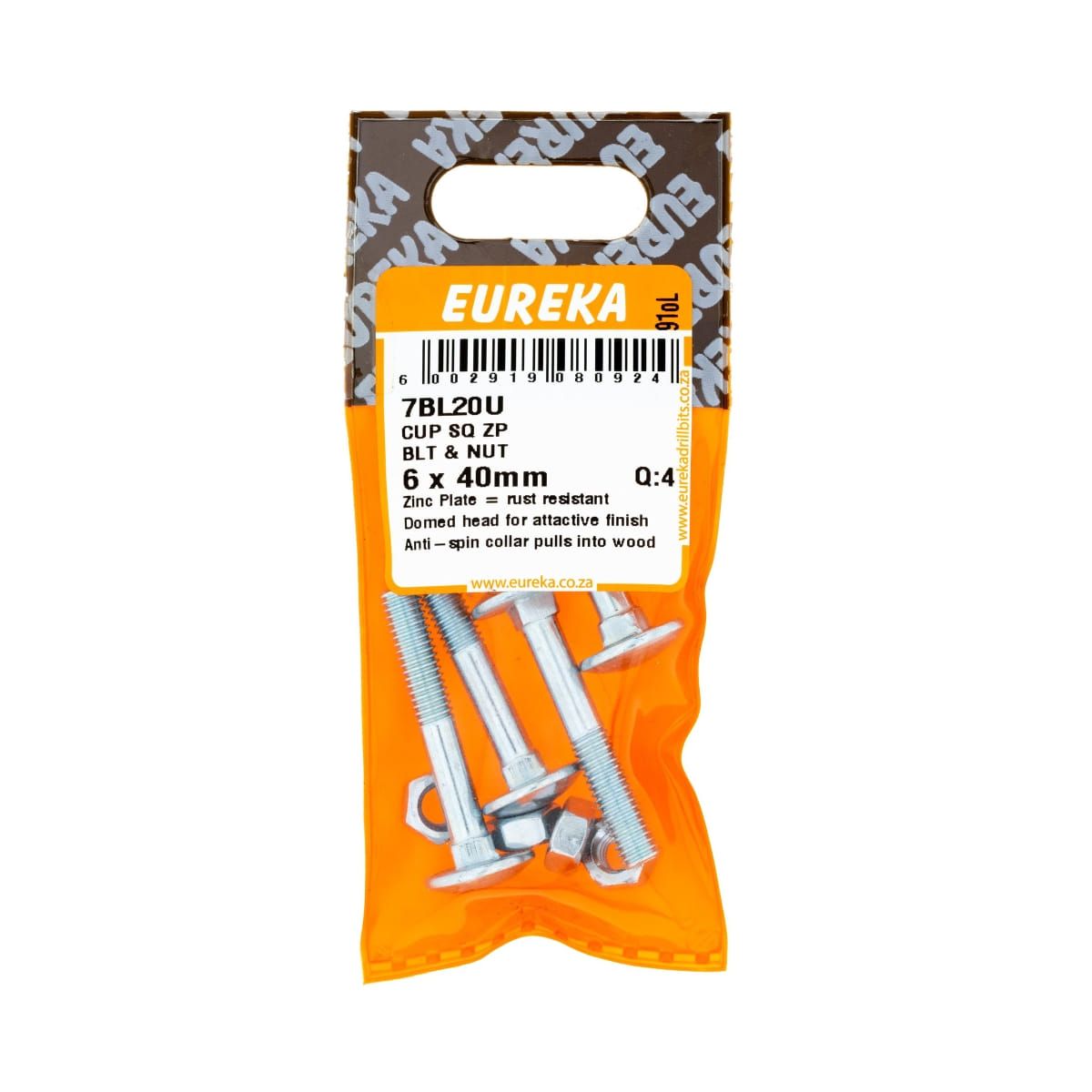 Cup SQ ZP BLT & Nut 6x40mm