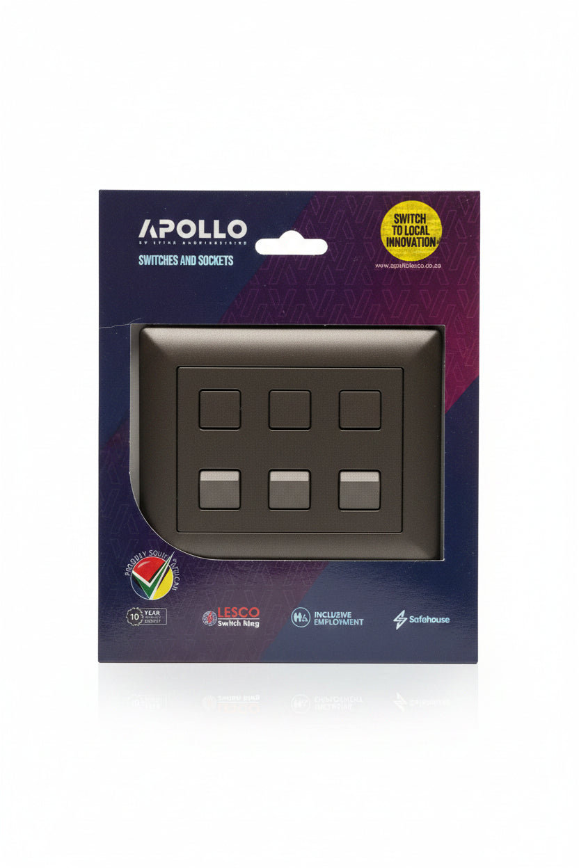 5 Lever Switch 1Way Black AP44SW5/1-SB