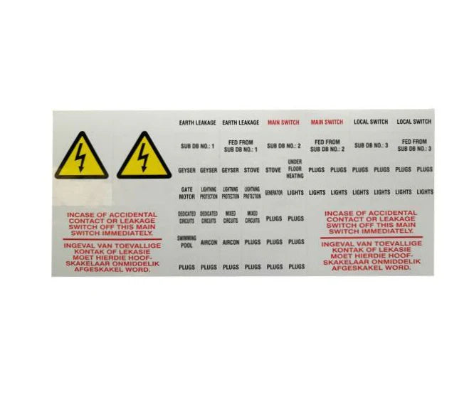 Distribution Board Electrical  Stickers