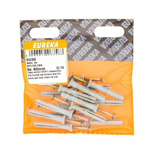 Nail In Nylon CSK 6x40mm