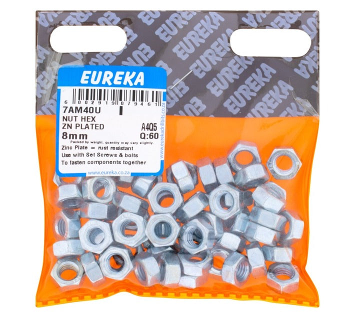 Nut Hex ZN Plated 8mm