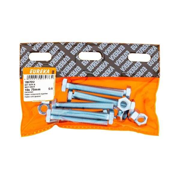 Set SCR & Nut Galv 10x75mm
