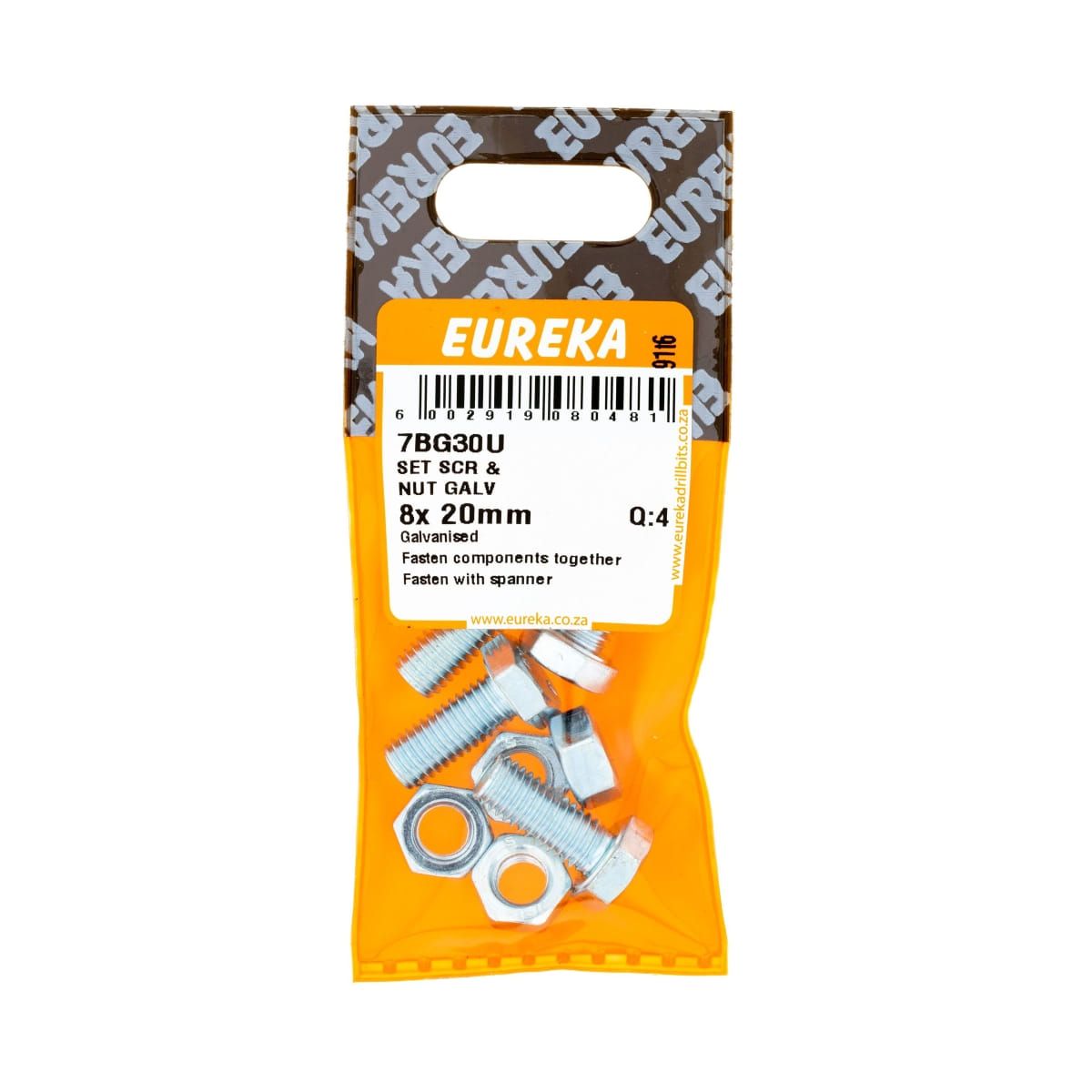 Set SCR Nut Galv 8x20mm