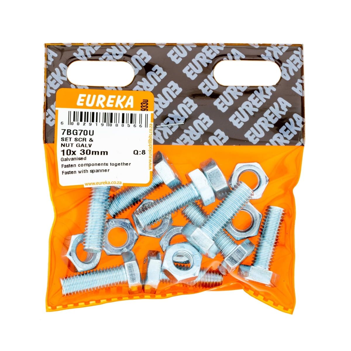 Set SCR & Nut Galv 10x30mm