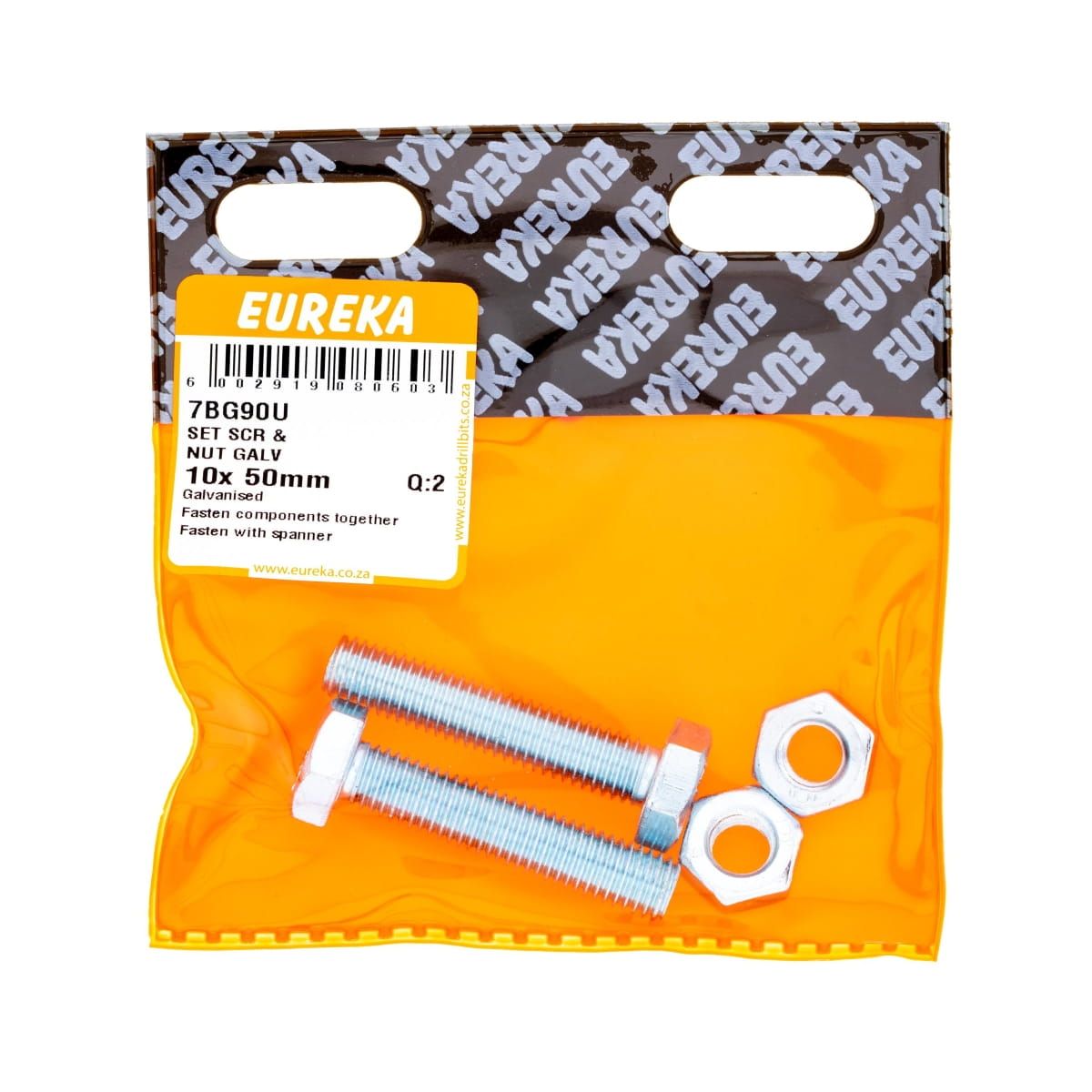 Set SCR & Nut Galv 10x50mm
