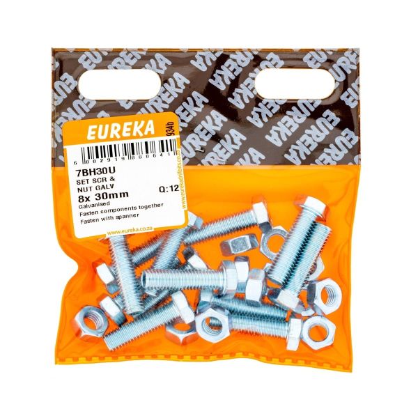 Set SCR & Nut Galv 8x30mm
