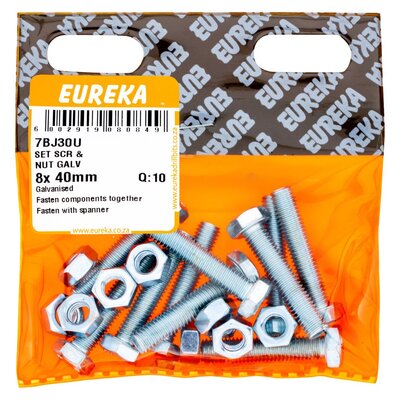 Set SCR & Nut Galv 8x40mm