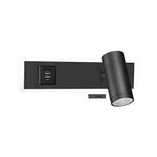 WB205 Matt  Black LED Bedside Light with USB