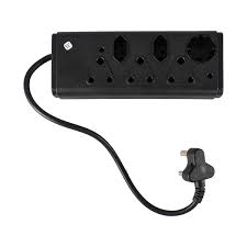 6 Way Multiplug with cutoff Switch Black