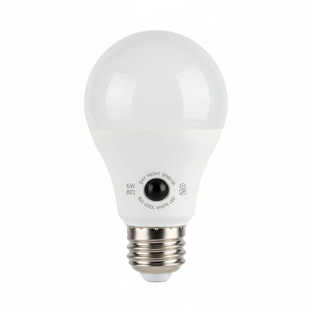 A60 Day/Night Sensor Bulb 6w Cool White  E27