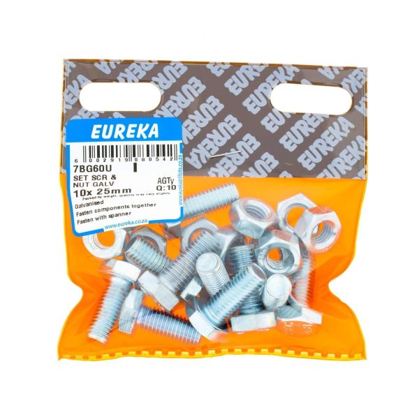 Set SCR & Nut Galv 10x25mm