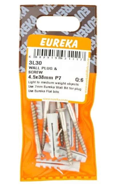 Wall  Plug & Screw 4.5x38mm P7