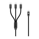 VK-20111-BK Fabric Braided 3-in-1 Charge Cable 1m